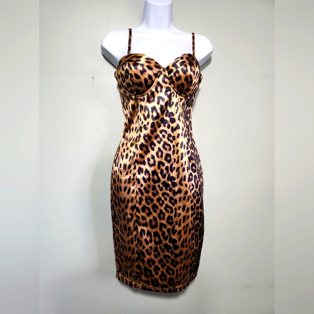 Leopard Spaghetti Strapped Mini Dress